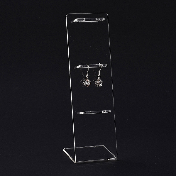 

PandaHall Transparent Acrylic Earrings Display Stands, L-Shaped, Clear, 19.5x6.3x0.95cm, Hole: 1.6mm Acrylic Clear