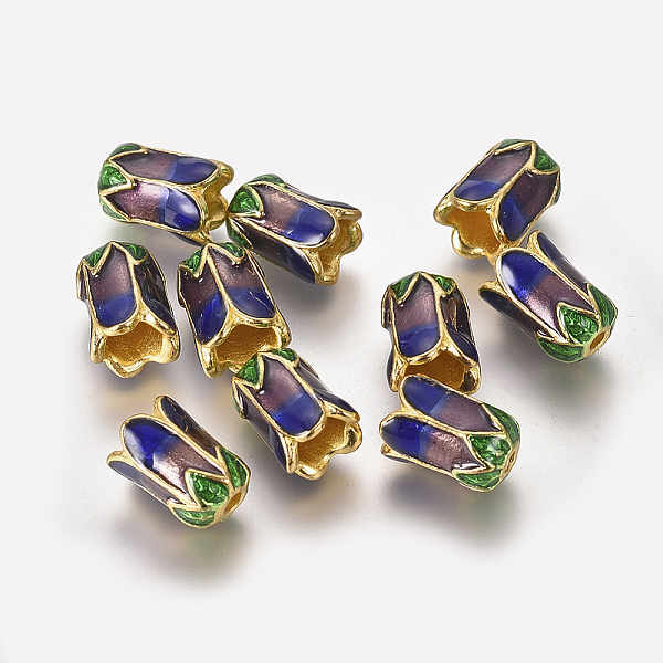 

PandaHall Alloy Bead Caps, with Enamel, 5-Petal, Light Gold, Medium Purple, 11x8mm, Hole: 2mm Alloy+Enamel Purple