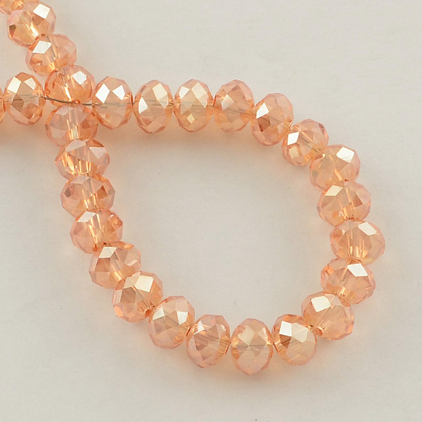 

PandaHall Electroplate Glass Bead Strands, Faceted Rondelle, Orange, 2.5x2mm, Hole: 0.8mm, about 168~170pcs/strand Glass Rondelle Orange