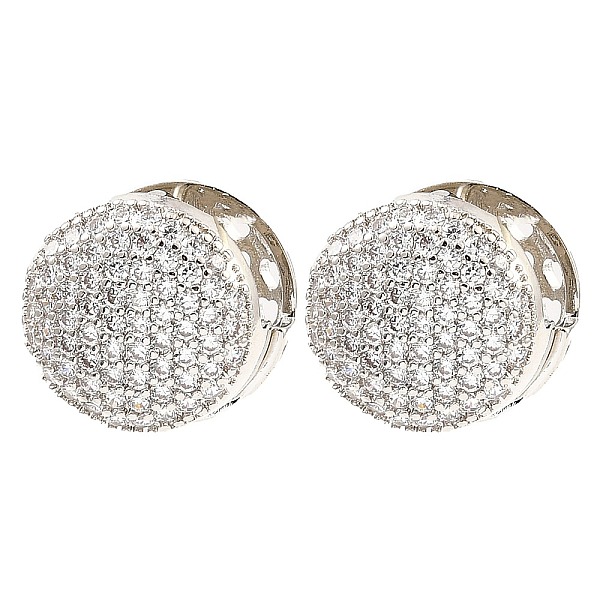 

PandaHall Brass Hoop Earrings with Cubic Zirconia, Flat Round, Platinum, 16x14mm Cubic Zirconia Flat Round
