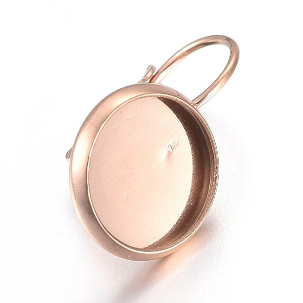 

PandaHall Ion Plating(IP) Stainless Steel Leverback Earring Settings, Flat Round, Rose Gold, Tray: 10mm, 19.5~20x12mm, Pin: 0.7mm Stainless...