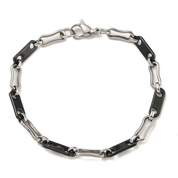 

PandaHall Two Tone 304 Stainless Steel Oval Link Chain Bracelet, Black, 8-3/4 inch(22.3cm), Wide: 5.5mm 304 Stainless Steel Oval