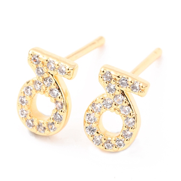 

PandaHall Brass Micro Pave Clear Cubic Zirconia Stud Earrings, Greek Alphabet, Real 18k Gold Plated, Letter.D, 8x5.5x1.8mm, Pin: 0.9mm Cubic...
