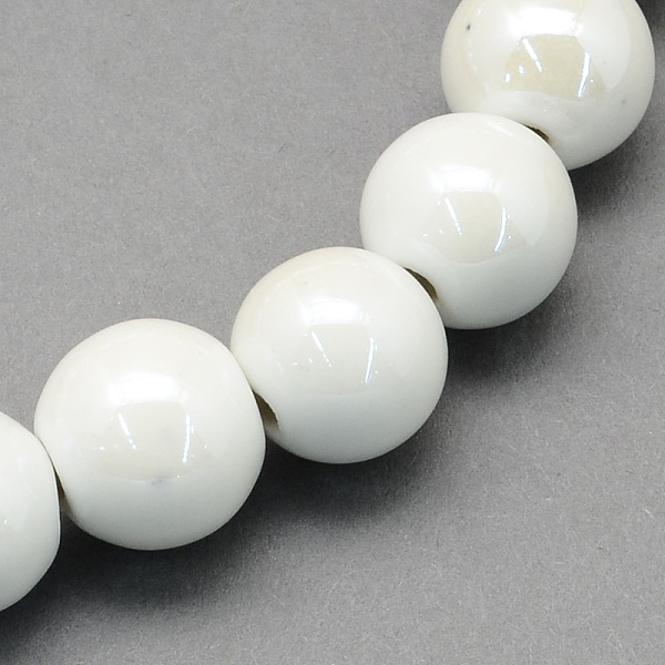 

PandaHall Pearlized Handmade Porcelain Round Beads, White, 15mm, Hole: 2mm Porcelain Round White