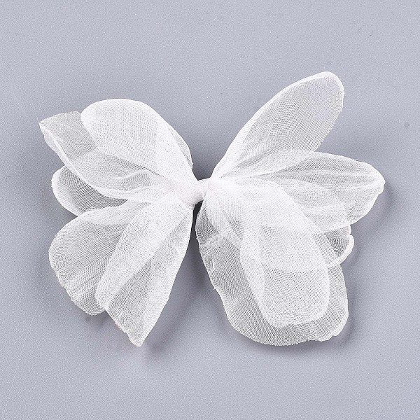 

PandaHall Bowknot Organza Ornament Accessories, For DIY Jewelry Making Craft, White, 85~92x37~50mm Organza Bowknot White
