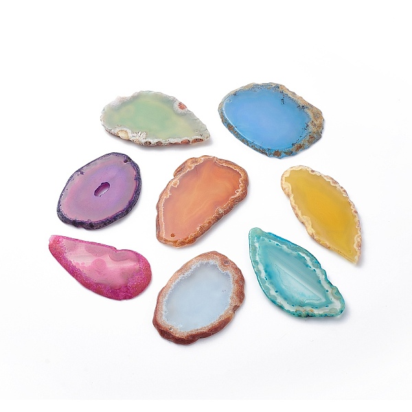 

PandaHall Natural Agate Slices Big Pendants, Dyed, Mixed Color, 50~110x27~60x5~10mm, Hole: 2mm, about 20~40pcs/kg Natural Agate Others..., Multicolor