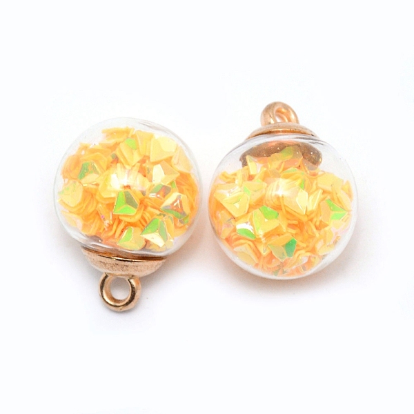 

PandaHall Transparent Glass Globe Pendants, with Glitter Sequins inside and CCB Pendant Bails, Round, Yellow, 20.5x16mm, Hole: 2.5mm Glass...