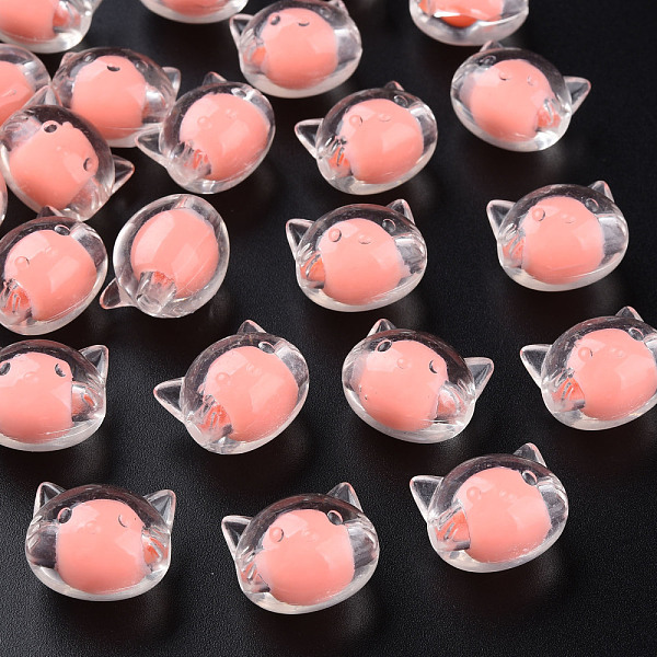 

PandaHall Transparent Acrylic Beads, Bead in Bead, Cat, Light Salmon, 16x18.5x14.5mm, Hole: 3.5mm, about 196pcs/500g Acrylic Cat Shape