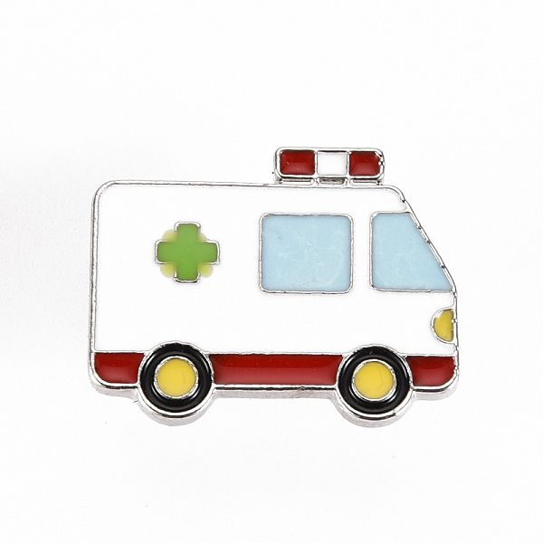 

PandaHall Alloy Enamel Brooches, Enamel Pins, with Brass Butterfly Clutches, Ambulance, Cadmium Free & Nickel Free & Lead Free, Platinum..., White