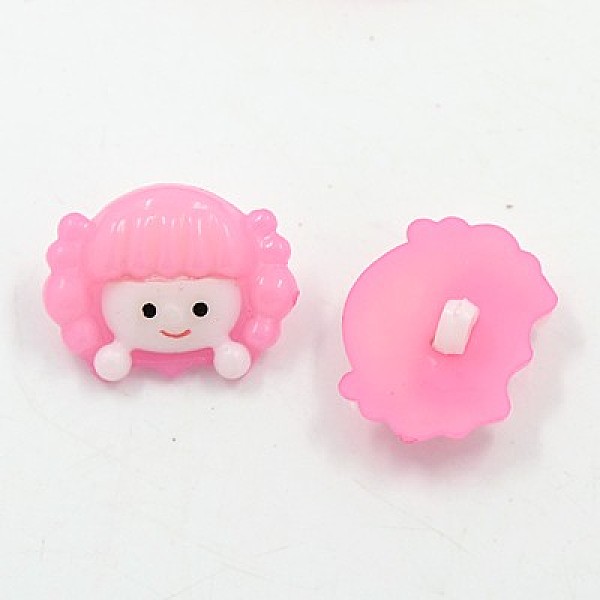 

PandaHall Acrylic Shank Buttons, 1-Hole, Dyed, Doll, Pink, 22x17x5mm, Hole: 2mm Acrylic Doll Pink