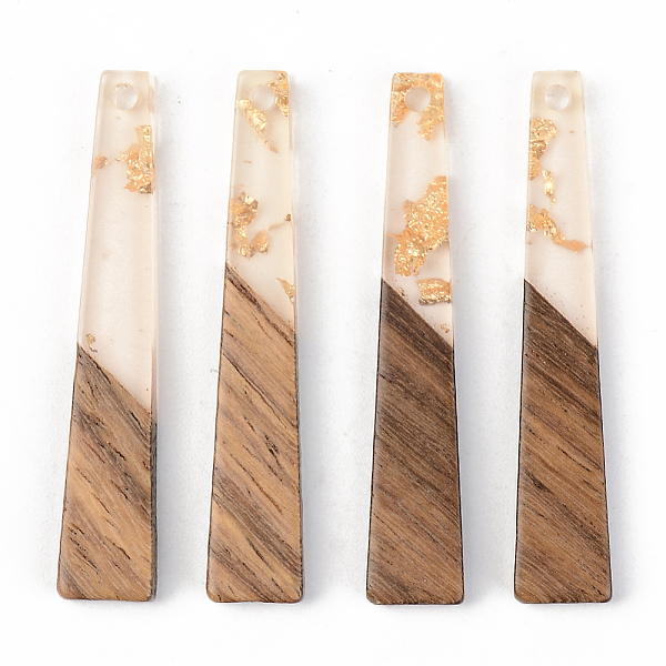 

PandaHall Transparent Resin & Walnut Wood Pendants, with Gold Foil, Trapezoid, Clear, 44.5x8x3mm, Hole: 2mm Resin+Wood Trapezoid Clear