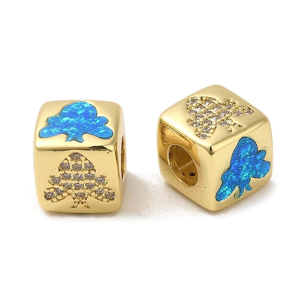 

PandaHall Rack Plating Brass Micro Pave Cubic Zirconia Beads, with Synthetic Opal, Cadmium Free & Lead Free, Long-Lasting Plated, Real 18K..., Clear