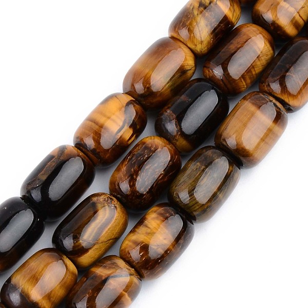

PandaHall Natural Tiger Eye Beads Strands, Barrel, 13~14x10mm, Hole: 1.5mm, about 28pcs/strand, 15.16 inch(38.5cm) Tiger Eye Barrel