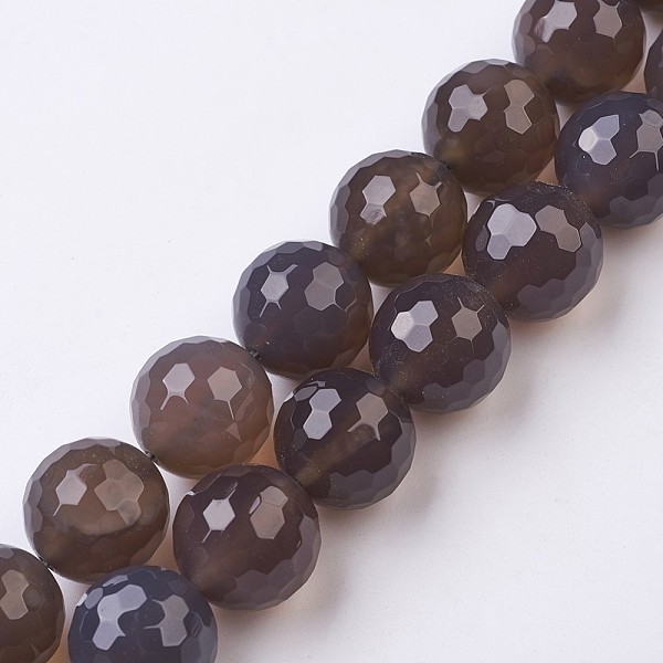 

PandaHall Natural Grey Agate Beads Strands, Faceted, Round, 18mm, Hole: 1mm, about 21pcs/strand, 14.9 inch(38cm) Grey Agate Round