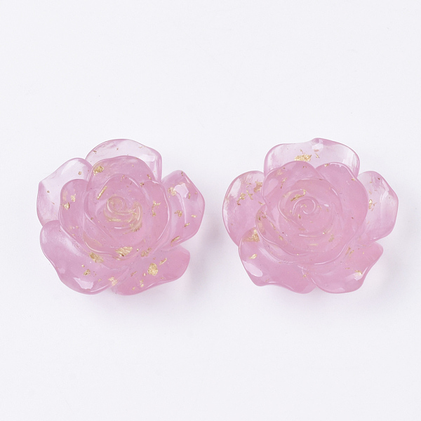 

PandaHall Translucent Resin Cabochons, with Gold Foil Inside, Flower, Pink, 22x22.5x10mm Resin Flower Pink