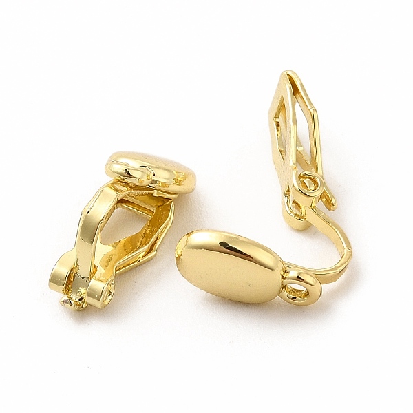 

PandaHall Alloy Clip-on Earring Findings, with Horizontal Loops, Oval, Golden, 12.5x6x9.5mm, Hole: 1.2mm Alloy Oval