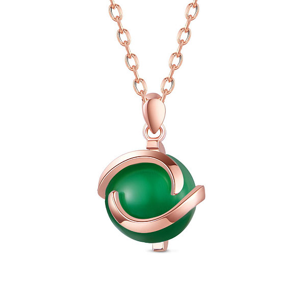 

PandaHall SHEGRACE 925 Sterling Silver Pendant Necklace, with Opal, Round, Green, Rose Gold, 17.72 inch(45cm) Sterling Silver Green
