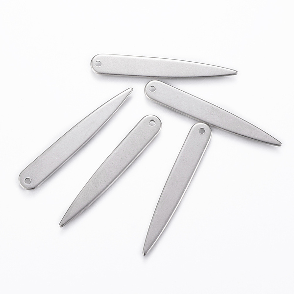 

PandaHall 304 Stainless Steel Pendants, Stainless Steel Color, 36.5x5.5x0.8mm, Hole: 1.2mm 304 Stainless Steel Others