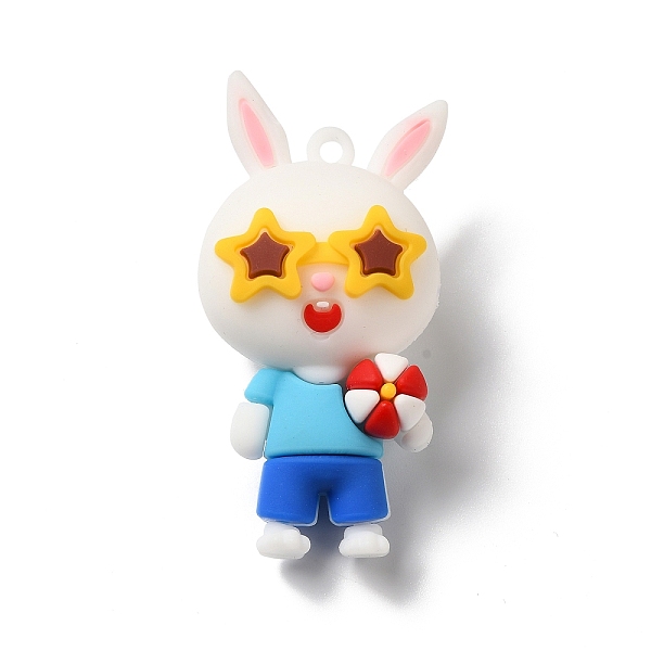

PandaHall PVC Plastic Cartoon Big Pendants, Rabbit Charms, for DIY Keychain Making, Star, 60x32x24mm, Hole: 2.5mm PVC Star Blue