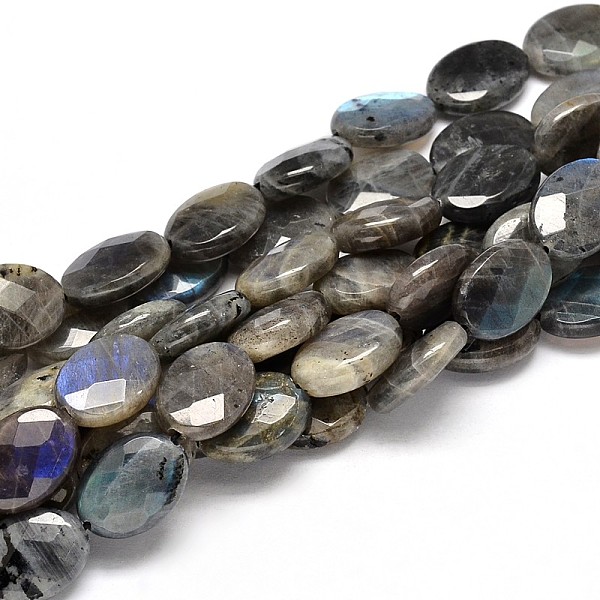 

PandaHall Flat Oval Natural Labradorite Bead Strands, Faceted, 18x13x6mm, Hole: 1mm, about 21pcs/strand, 15.74 inch Labradorite Oval