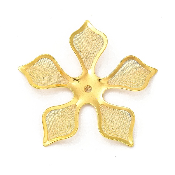 

PandaHall Brass Bead Cap, with Iron Finding, Etched Metal Embellishments, Flower, Golden, 42x44.5x4mm, Hole: 2mm Brass