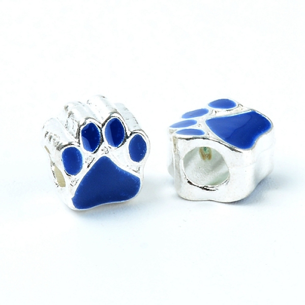 

PandaHall Zinc Alloy European Enamel Beads, Large Hole Beads, Platinum, Blue, 10x10x7mm, Hole: 4.5mm Alloy+Enamel Others Blue