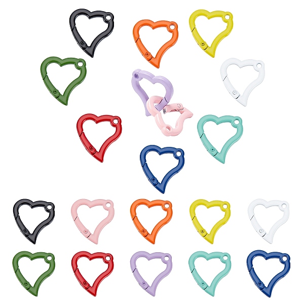 

PandaHall 20Pcs 10 Colors Spray Painted Alloy Spring Gate Rings, Snap Clasps Ring, Cadmium Free & Nickel Free & Lead Free, Heart, Mixed..., Multicolor