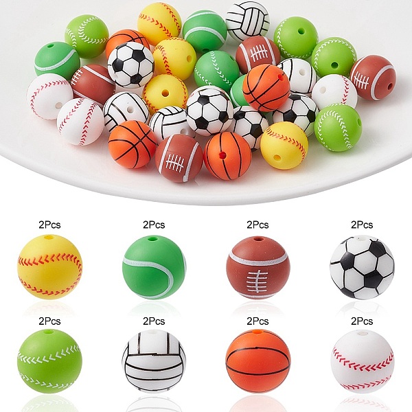 

PandaHall Ball Style Food Grade Eco-Friendly Silicone Focal Beads, Chewing Beads For Teethers, DIY Nursing Necklaces Making, Mixed Color..., Multicolor