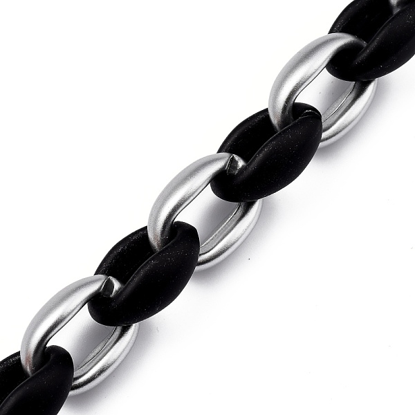 

PandaHall Handmade Spray Painted CCB Plastic Cable Chains, for Handbag Chain Making, Oval, Silver & Black, Links: 22.5x16.5x8.5mm, 39.37...