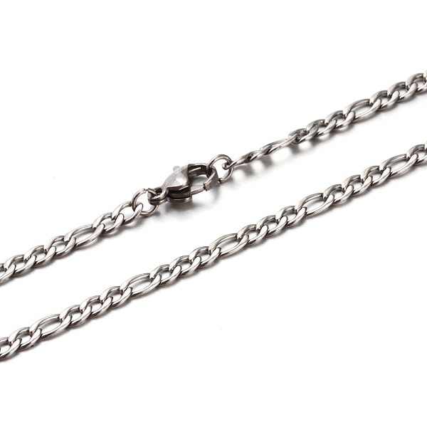 

PandaHall 304 Stainless Steel Figaro Chain Necklaces, with Lobster Claw Clasps, Faceted, Stainless Steel Color, 23.6 inch(59.9cm) 304...