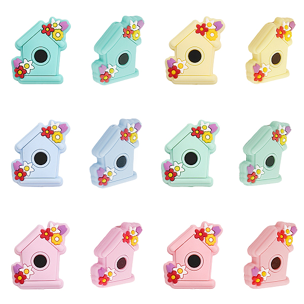 

PandaHall CHGCRAFT 12Pcs 6 Colors Silicone Beads, DIY Nursing Necklaces and Bracelets Making, Chewing Pendants For Teethers, House with..., Multicolor