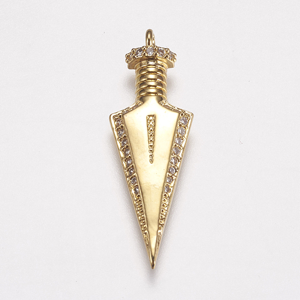 

PandaHall Brass Micro Pave Cubic Zirconia Pendants, Golden, 32x10.5x3.5mm, Hole: 1.5mm Brass+Cubic Zirconia Others