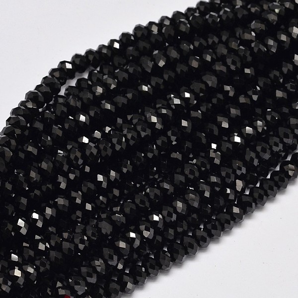 

PandaHall Faceted Rondelle Natural Black Spinel Bead Strands, 5~5.5x3mm, Hole: 1mm, about 105pcs/strand, 15.5 inch Spinel Rondelle
