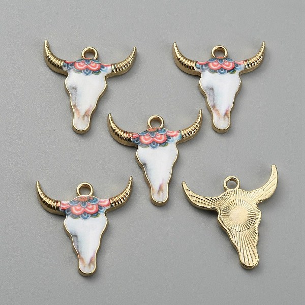 

PandaHall Alloy Enamel Printed Pendants, Cattle's Head Charms, Golden, Hot Pink, 21.5x20.5x2mm, Hole: 2mm Alloy+Enamel Cattle