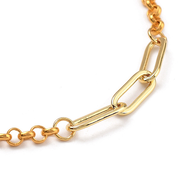 

PandaHall Brass Paperclip & Rolo Chain Bracelets, with 304 Stainless Steel Lobster Claw Clasps, Golden, 7.48 inch(19cm) Brass