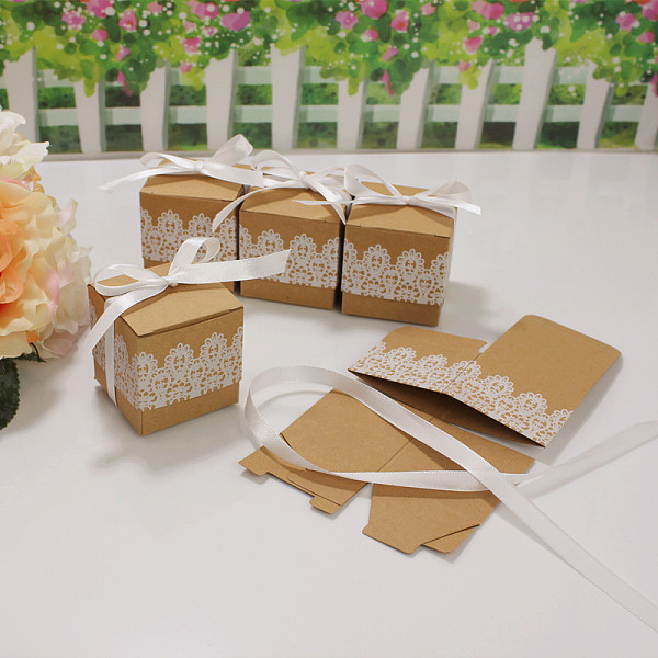 

PandaHall Gift Box, Wedding Decoration, Baby Shower Candy Packaging Box, Cartons Chocolate Wedding Party Gifts For Guests, with Ribbon..., Orange