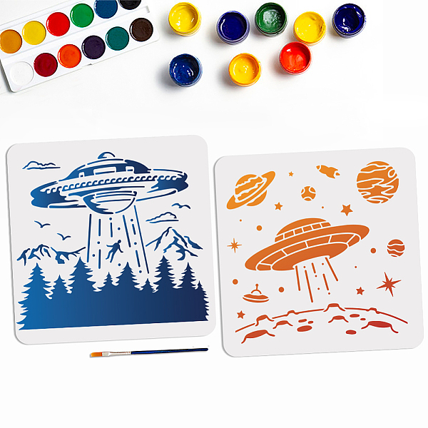 

PandaHall MAYJOYDIY US 1 Set Autumn Theme PET Hollow Out Drawing Painting Stencils, with 1Pc Art Paint Brushes, Spaceship, Painting Stencils...