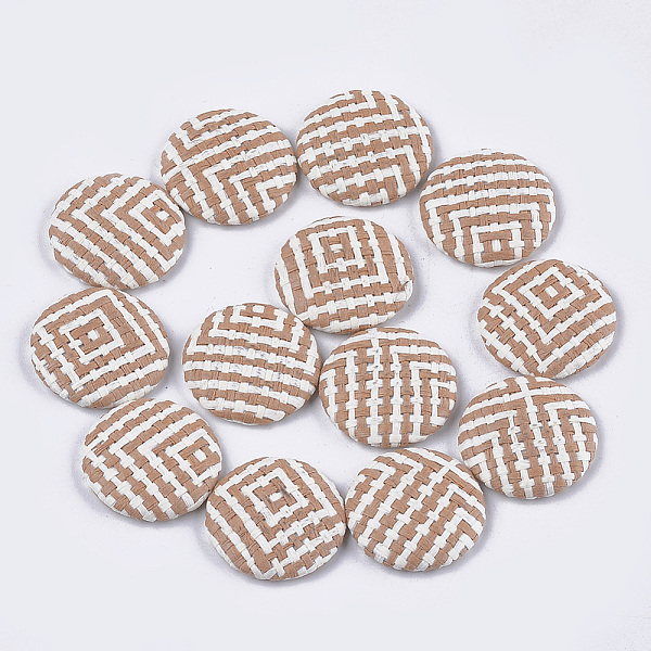 

PandaHall Handmade Straw Woven Cabochons, with Aluminum Bottom, Flat Round, Platinum, BurlyWood, 25~25.5x6mm Rattan Flat Round Orange