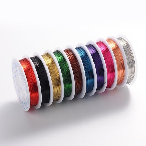 

PandaHall Round Copper Jewelry Wire, Lead Free & Cadmium Free & Nickel Free, Mixed Color, 26 Gauge, 0.4mm, about 32.8 Feet(10m)/roll Copper..., Multicolor