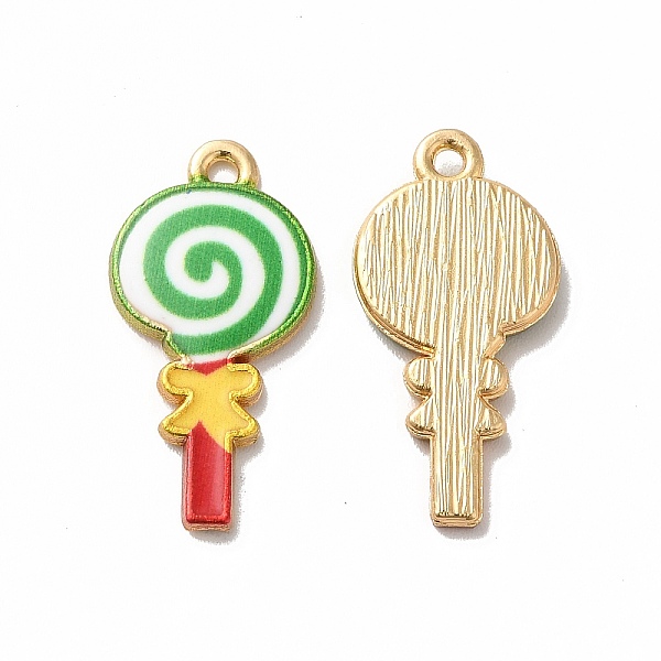 

PandaHall Alloy Enamel Pendants, Golden, Lollipop Charm, Green, 24x12x2mm, Hole: 1.5mm Alloy+Enamel Lollipop Green