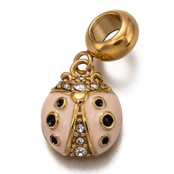 

PandaHall 304 Stainless Steel European Dangle Charms, Large Hole Pendants, with Crystal Rhinestone and Pink Enamel, Ladybug, Golden, 23mm...