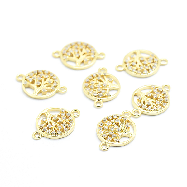 

PandaHall Brass Micro Pave Cubic Zirconia Links, Clear, Flat Round with Tree of Life, Golden, 12.5x18x2mm, Hole: 1mm Brass+Cubic Zirconia...