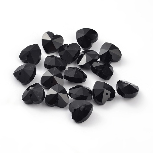 

PandaHall Romantic Valentines Ideas Glass Charms, Faceted Heart Charm, Black, 10x10x5mm, Hole: 1mm Glass Heart Black