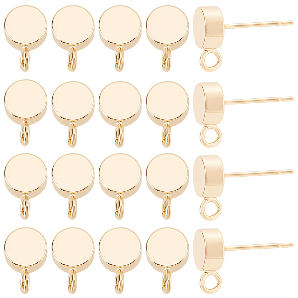 

PandaHall BENECREAT Brass Stud Earring Findings, with Loop, 925 Sterling Silver Pins, Flat Round, Nickel Free, Real 18K Gold Plated, 9x6mm...