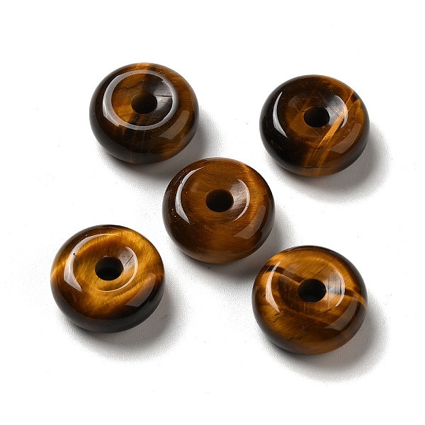 

PandaHall Natural Tiger Eye European Pendants, Donut/Pi Disc Charms, Large Hole Pendants, 16~17x6~7mm, Hole: 3~3.5mm Tiger Eye Donut
