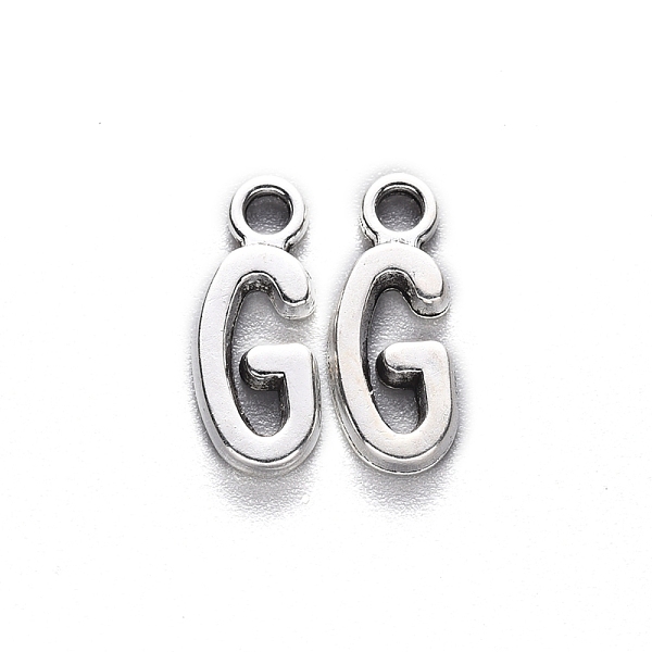

PandaHall Tibetan Style Alloy Pendants, Cadmium Free & Lead Free, Letter.G, G: 16.5x6.5x2mm, Hole: 2mm, about 1351pcs/1000g Alloy Letter G