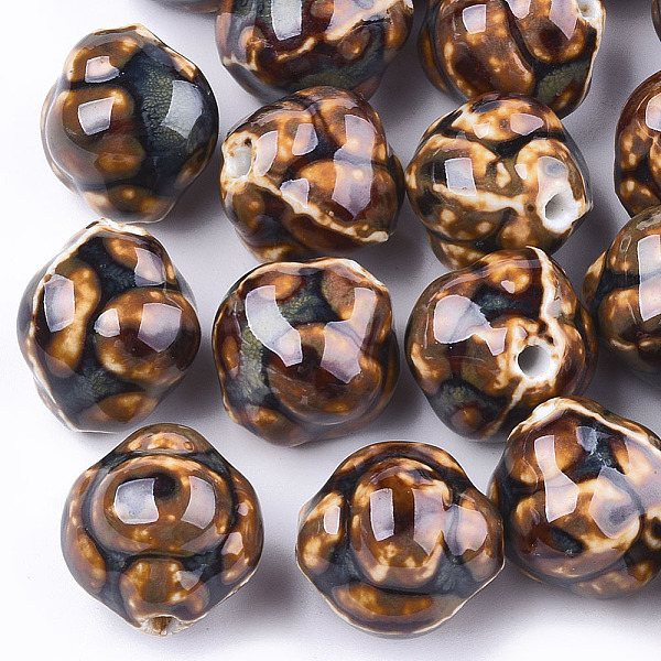 

PandaHall Handmade Porcelain Beads, Fancy Antique Glazed Porcelain, Chocolate, 16~16.5x16~17x15.5~16mm, Hole: 2~2.5mm Porcelain Others Brown
