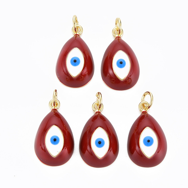 

PandaHall Real 16K Gold Plated Brass Enamel Pendants, with Jump Ring, Cadmium Free & Nickel Free & Lead Free, Teardrop with Evil Eye, Dark...