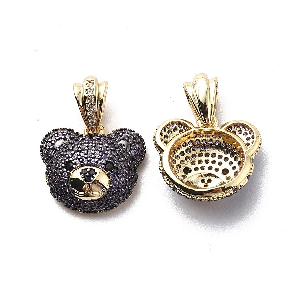 

PandaHall Brass Cubic Zirconia Pendants, Bear Charm, Real 18K Gold Plated, Medium Purple, 16x18.5x6.5mm, Hole: 3.5x6mm Brass+Cubic Zirconia...