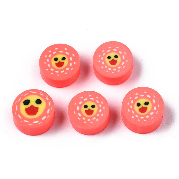 

PandaHall Handmade Polymer Clay Beads, for DIY Jewelry Crafts Supplies, Flat Round with Duck, Tomato, 8.5~9.5x4~5mm, Hole: 1.6mm Polymer..., Red
